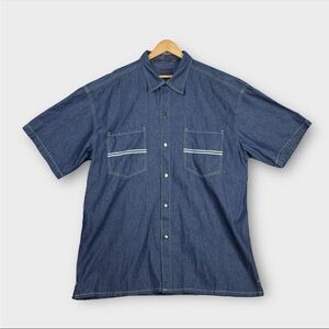 Vintage Sean John Dark Wash Denim Button-Down Shirt Short Sleeve Mens XXXL 3XL